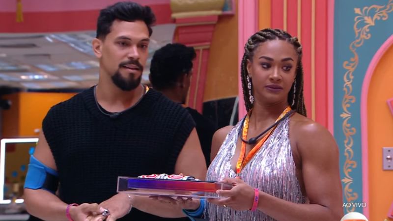 Aline e Vinicius indicam alvos para o paredão; líderes do BBB 25 precisaram escolher três duplas, sendo que uma delas será indicada - Reprodução/Globo