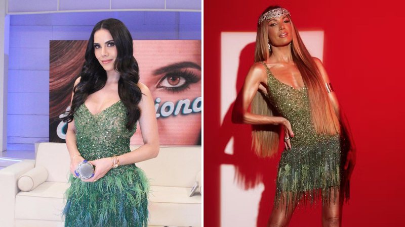 Patrícia Poeta usa look igual de Daniela Albuquerque na Grande Rio, mas não é a primeira vez que isso acontece - Reprodução/Divulgação/RedeTV e Vinicius Mochizuki