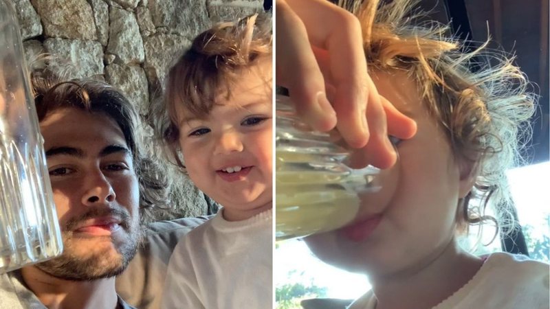 Como assim? Rafa Vitti mostra bebida curiosa que filha com Tatá Werneck ingere: "Gosta de sabor ácido" - Reprodução/Instagram