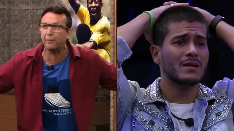 Neto, apresentador do 'Os Donos da Bola', na Band, detonou Arthur Aguiar ao vivo nesta quarta-feira (06) - Reprodução/TV Globo