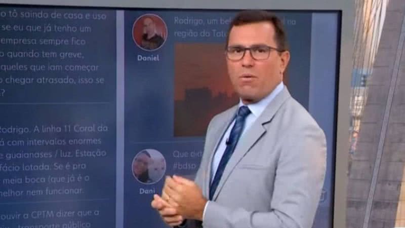 Ao vivo, Bocardi perde a paciência e dá invertida em internauta no 'Bom Dia SP': "Piada é sua mensagem" - Reprodução/TV Globo