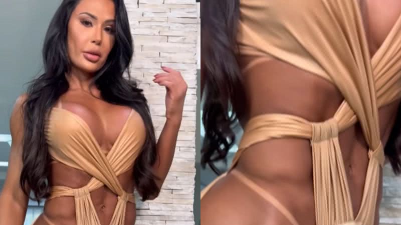 Gracyanne Barbosa dispensa calcinha e posa com vestido com laterais abertas - Reprodução/Instagram