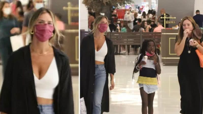 Na companhia da filha e da mãe, Giovanna Ewbank vai às compras em shopping - Reprodução/AgNews