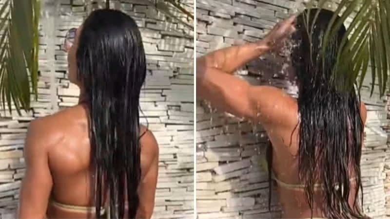 Gracyanne Barbosa se refresca na ducha e causa com bumbum fervoroso: "Na nuca" - Reprodução/Instagram