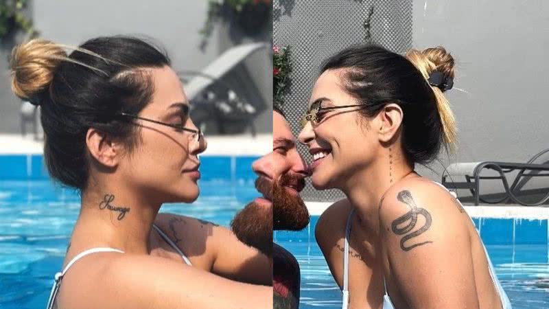 De biquíni cavado, Cleo troca carícias com o marido e ostenta corpão turbinado - Reprodução / Instagram