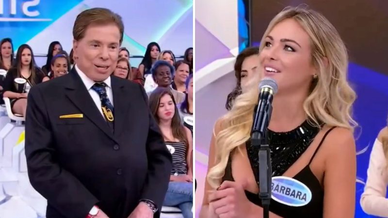 O apresentador Silvio Santos se animou e jogou todo seu charme para Bárbara; confira o vídeo do momento - Reprodução/Youtube