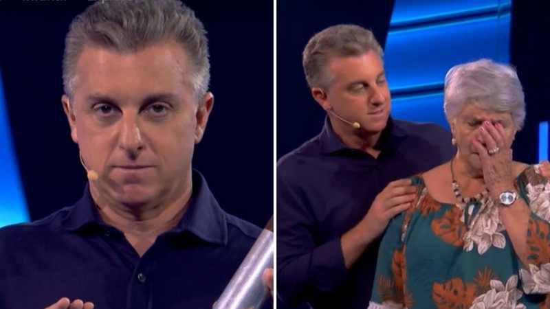 O apresentador Luciano Huck teve que se desdobrar para conter a senhora, mas não teve sucesso; confira o que a idosa causou durante sua participação - Reprodução/TV Globo