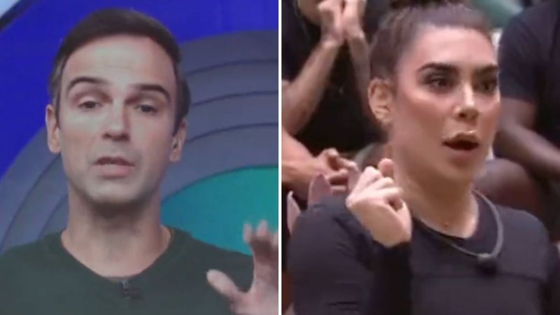 BBB22: Tadeu Schmidt dá cortada em Naiara Azevedo: "Quem tira é o público" - Reprodução/TV Globo