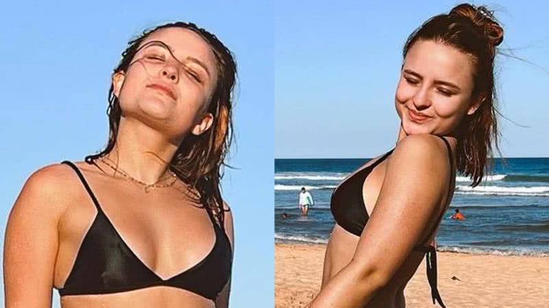 Larissa Manoela deixa lateral da virilha à mostra em biquíni preto - Reprodução/Instagram