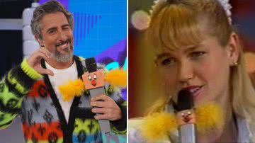 O apresentador Marcos Mion fez uma homenagem a Xuxa Meneghel ao usar um microfone icônico da eterna Rainha dos Baixinhos - Reprodução/Globo