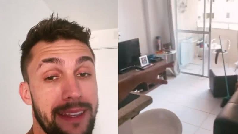 Ex-BBB Arthur Picoli mostra apartamento simples em dia de faxina - Arquivo Pessoal