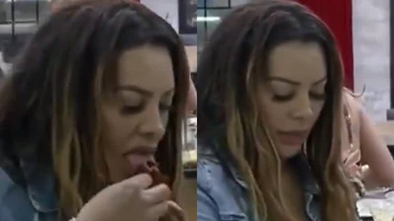 Power Couple: Inacreditável! Márcia Fellipe dá lambida em carne e devolve alimento na panela: "Muito porca" - Reprodução/Record TV