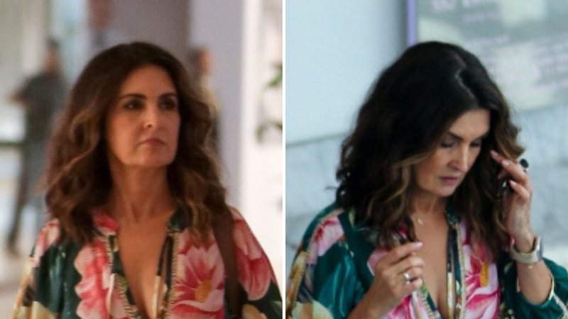 Estilosa, Fátima Bernardes vai ao shopping fazer compras com vestido decotado - AgNews