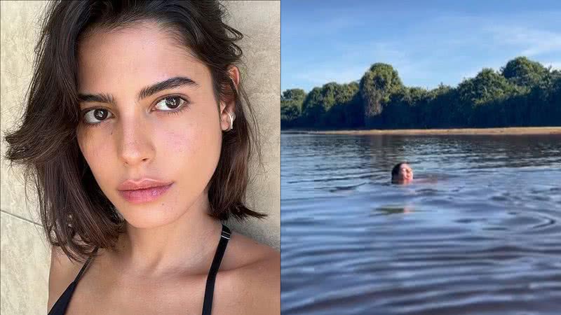 Julia Dalavia é mordida por jacaré nas gravações de 'Pantanal': "Boca enorme" - Reprodução/Instagram