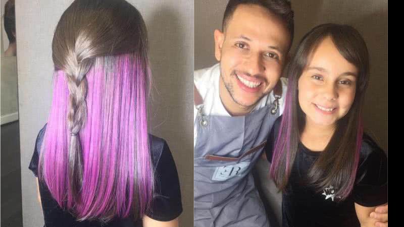 Sienna Belle, de Carinha de Anjo, aparece com cabelo roxo para seu show - Fotos: Divulgação