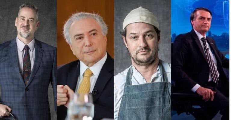 Dan Stulbach, Michel Temer, Marcelo Serrado e Jair Bolsonaro - Globo/João Cotta e Divulgação/Marcos Corrêa