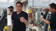 Leonardo mostra carinho e oferece café para assistente de obra: ''Bebendo nas alturas'' - Reprodução / Instagram