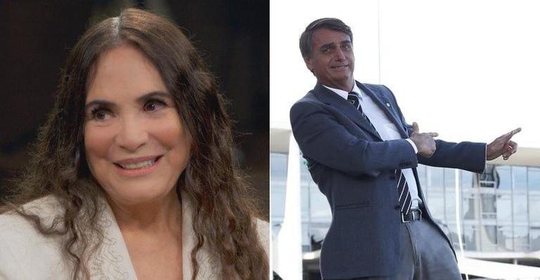 Regina Duarte e Jair Bolsonaro - Reprodução