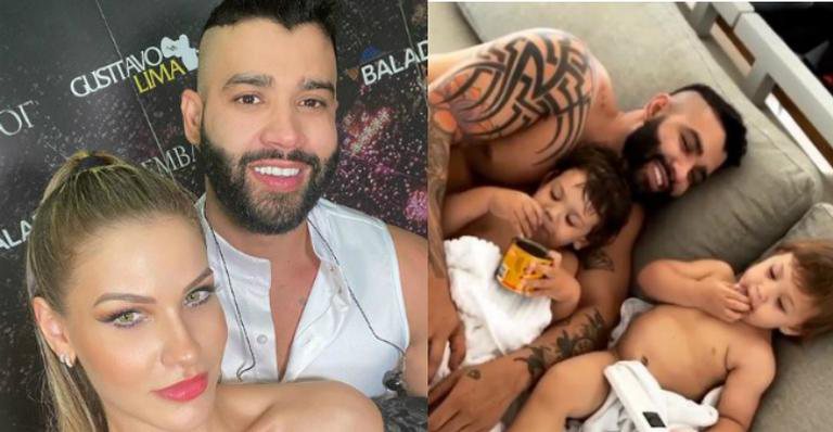 Andressa Suita flagra momento de chamego entre os filhos e Gusttavo Lima - Arquivo Pessoal