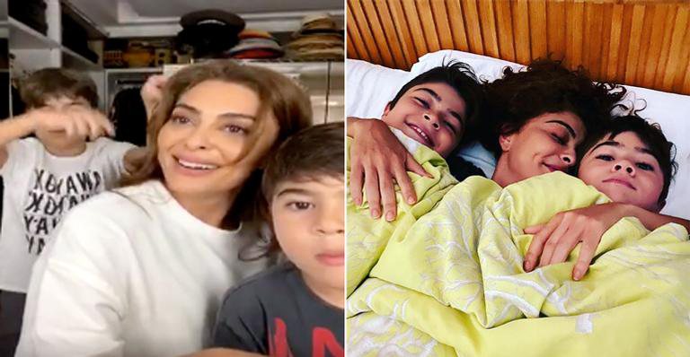 Filhos de Juliana Paes invadem live e expõem intimidade da atriz - Instagram