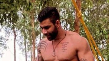 Sem camisa, Gusttavo Lima exibe abdômen trincado enquanto se diverte com os herdeiros - Reprodução/Instagram