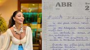 Juliana Paes mostra carta escrita para Ayrton Senna - Instagram