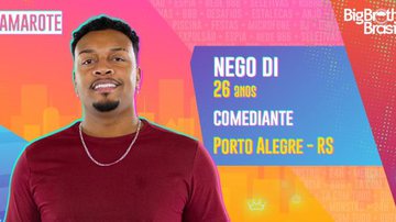 Nego Di é primeiro homem a ser anunciado no grupo 'Camarote' do BBB 21 - Instagram