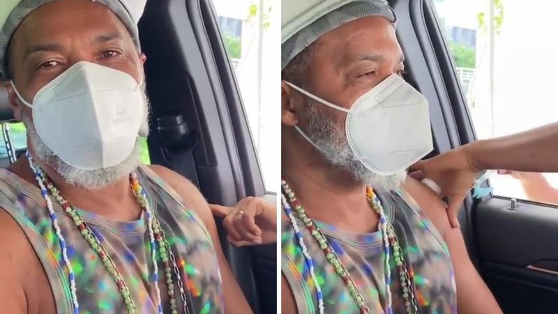 Aos 58 anos, Carlinhos Brown recebe a primeira dose da vacina contra a Covid-19: "Seguir com os mesmos cuidados" - Reprodução/Instagram