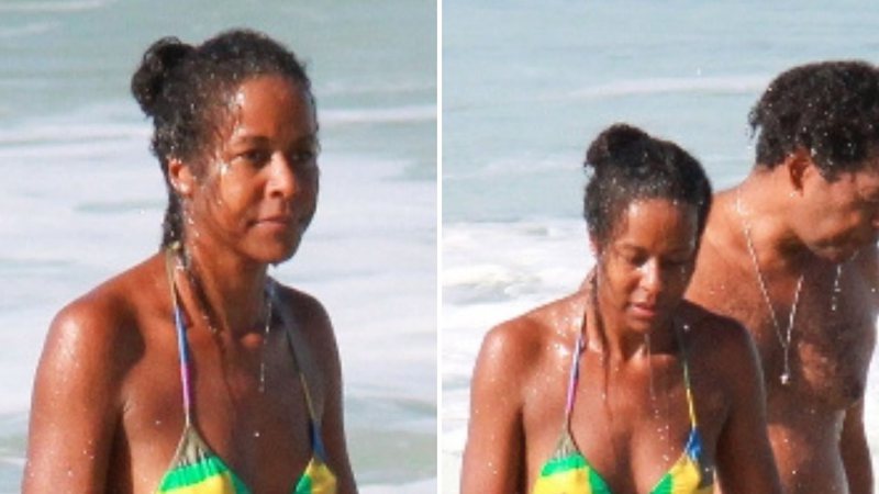 Aos 43 anos, Maju Coutinho é flagrada de biquíni em praia ao lado do marido - AgNews