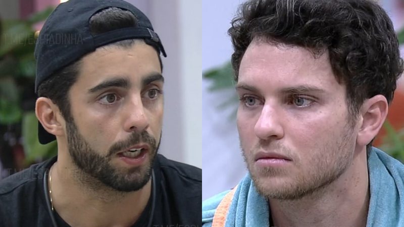 Lucas e Pedro Scooby tiveram uma pequena discussão no BBB22 para falar novamente sobre as questões do último domingo - Reprodução/TV Globo