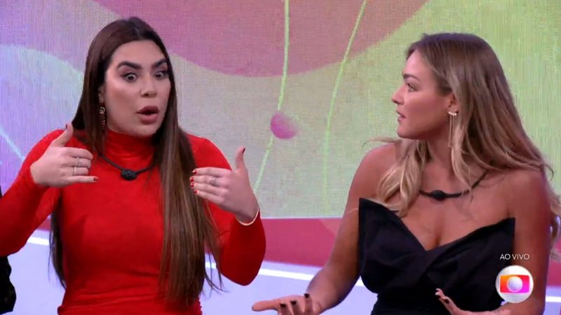 Naiara Azevedo e Bárbara discutiram durante a dinâmica com os eliminados do BBB22 - Reprodução/TV Globo