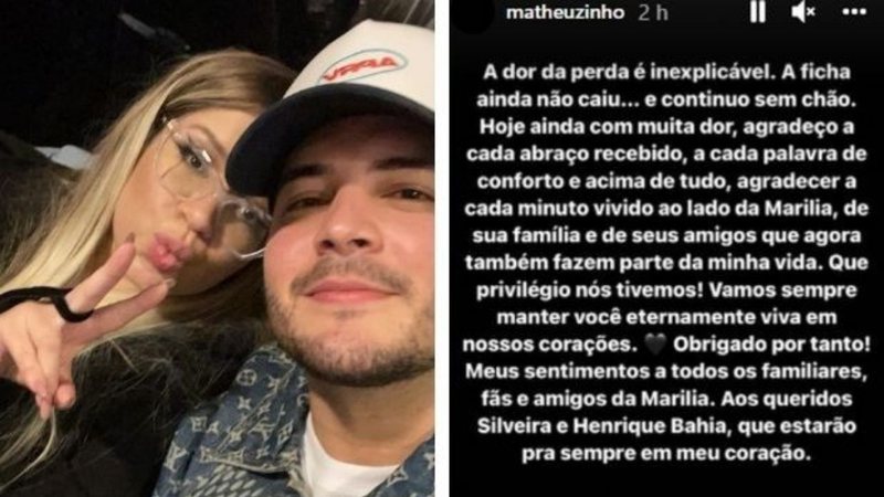 Cantor que vivia romance com Marília Mendonça desabafa: "Estou sem chão" - Reprodução/Instagram