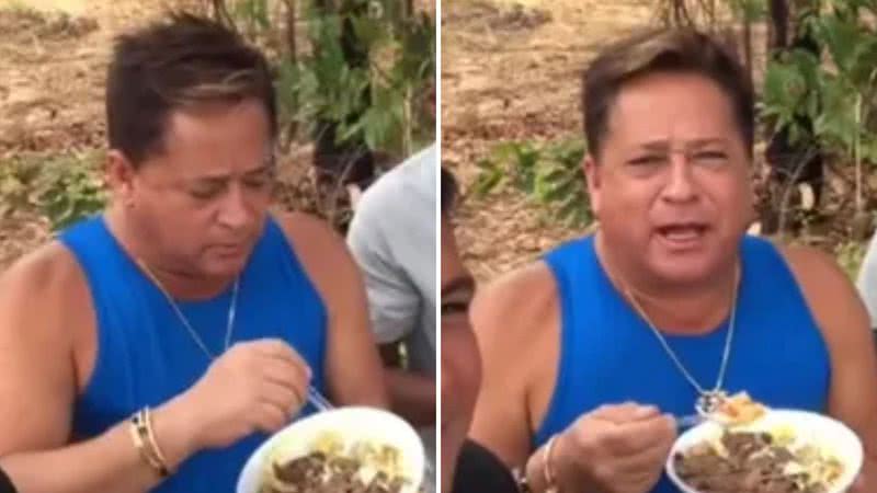 O cantor Leonardo mostra simplicidade e come marmita na beira da estrada; veja vídeo - Reprodução/Instagram