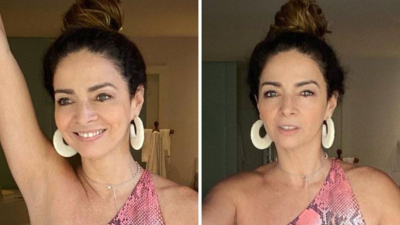 Aos 58 anos, Claudia Ohana sensualiza ao posar com maiô cavadíssimo e ganha elogios: "Fenomenal" - Reprodução/Instagram