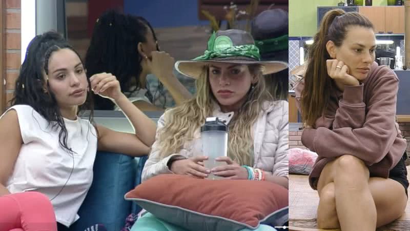 A Fazenda 13: Erika Schneider tranquiliza Aline Mineiro após beijo em Dayane Mello - Reprodução/PlayPlus