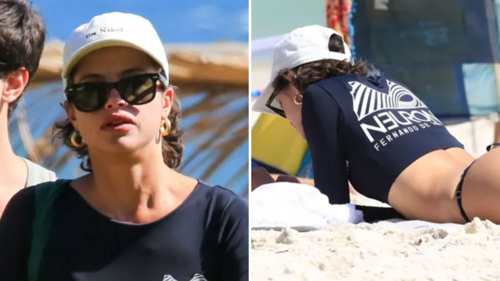 Agatha Moreira é flagrada exibindo corpaço de biquíni fininho em praia no  Rio