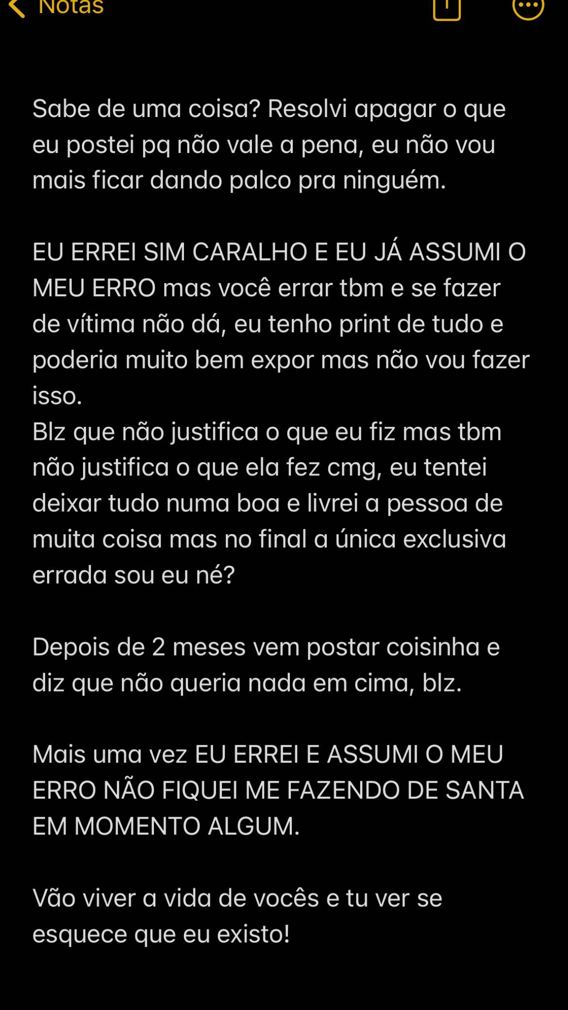 Irmã de Whindersson Nunes admite ter traído ex-namorada: "Eu errei e assumi"