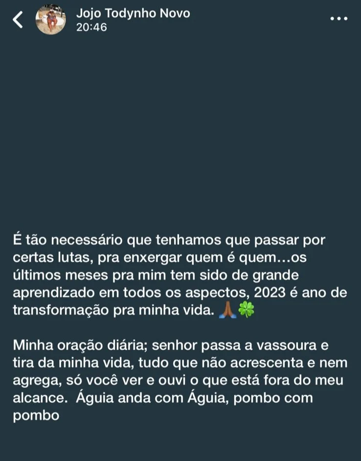 Jojo Todynho manda indireta para Lucas Souza após divórcio: "Tira da minha vida"