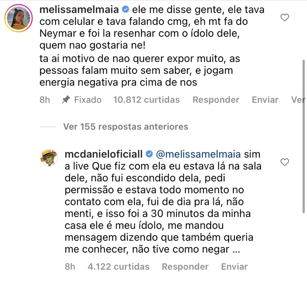 Mel Maia esclarece