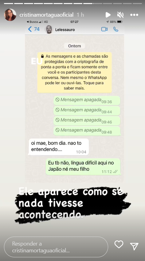 Cristina Mortagua encontra filho desaparecido e detona: "Aparece como se nada tivesse acontecido"