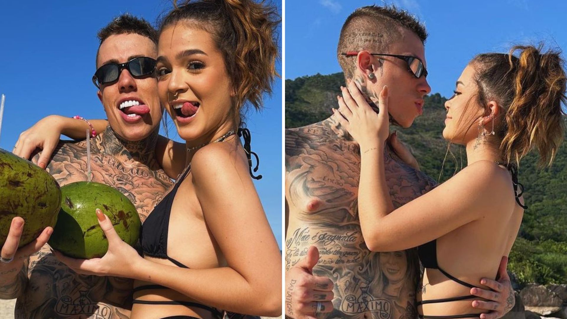 De biquíni, Mel Maia sensualiza com MC Daniel e leva apertadinha no bumbum:  