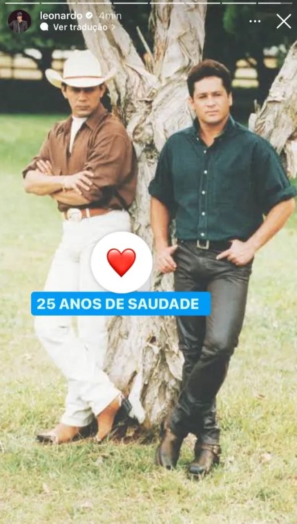 Leonardo comove fãs nos 25 anos da morte de Leandro: "Eterna saudade"