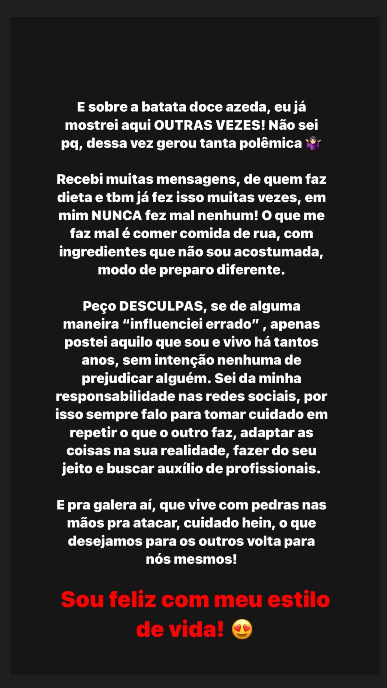 Gracyanne Barbosa se revolta após críticas por ingerir comida estragada: "Nunca fez mal" 