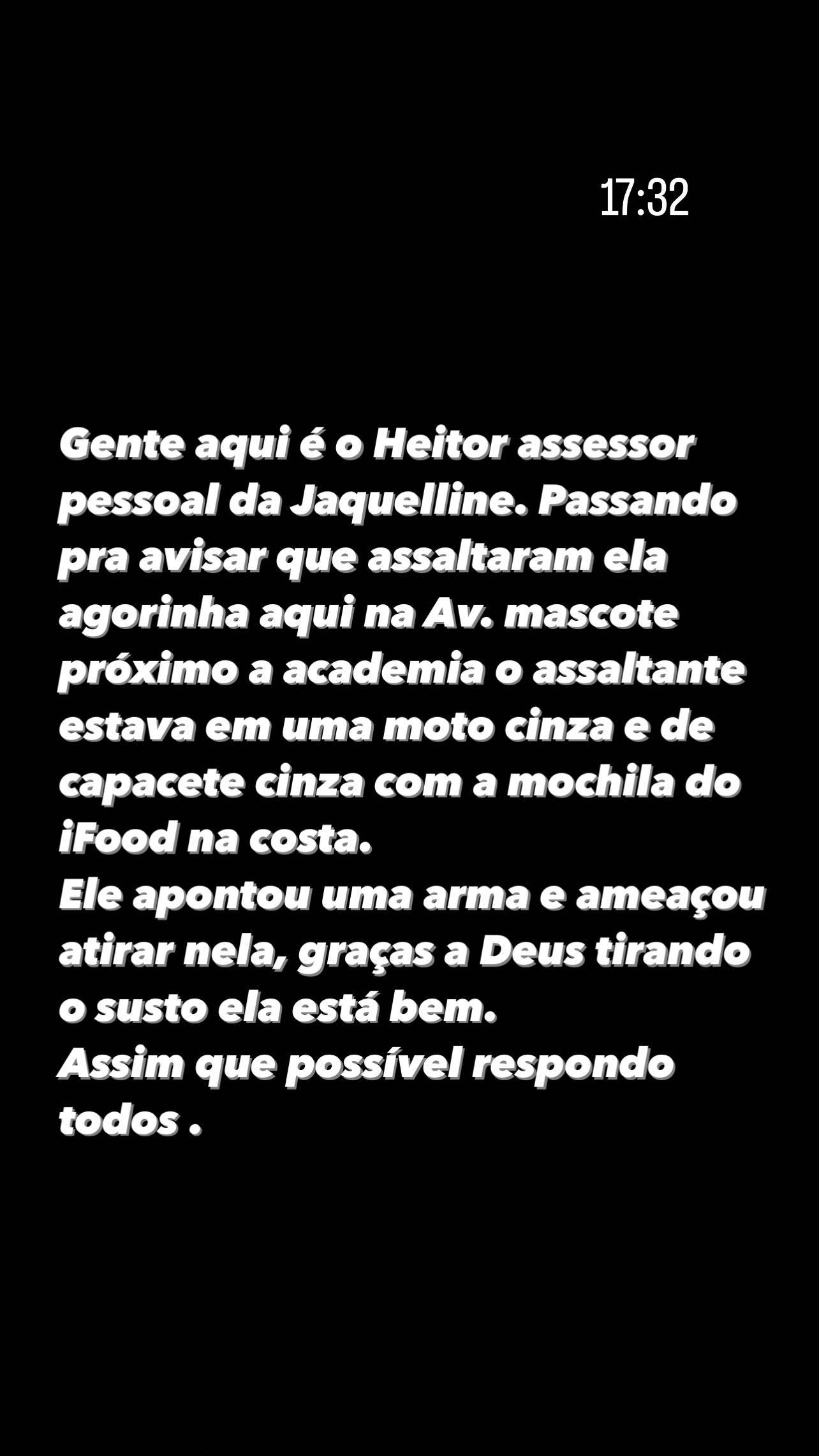 Ex-BBB Jaquelline Grohalski avança em bandido durante assalto a mão armada: "Desesperada"