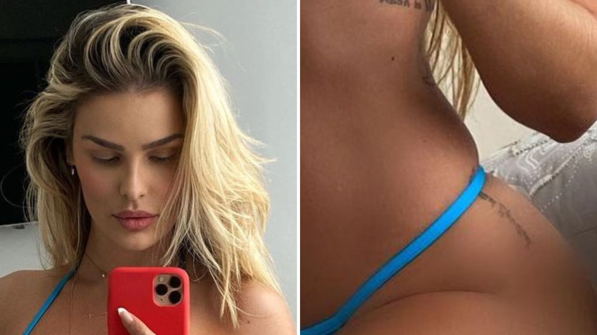 Yasmin Brunet senta em frente ao espelho e hipnotiza de biquíni: 