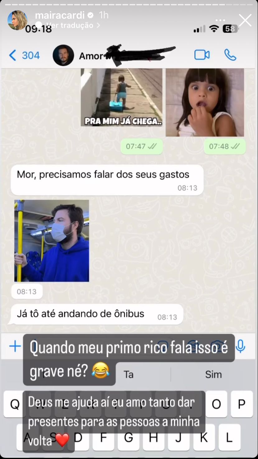 Maíra Cardi leva bronca do namorado