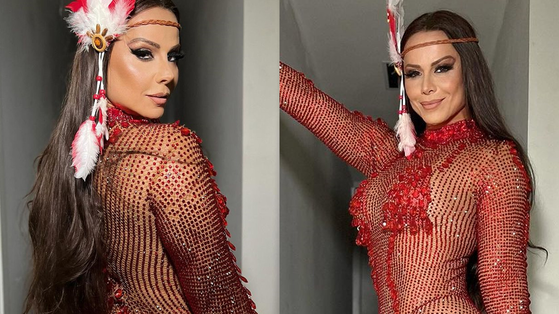 Viviane Araújo deixa bumbum totalmente de fora com look transparente:  