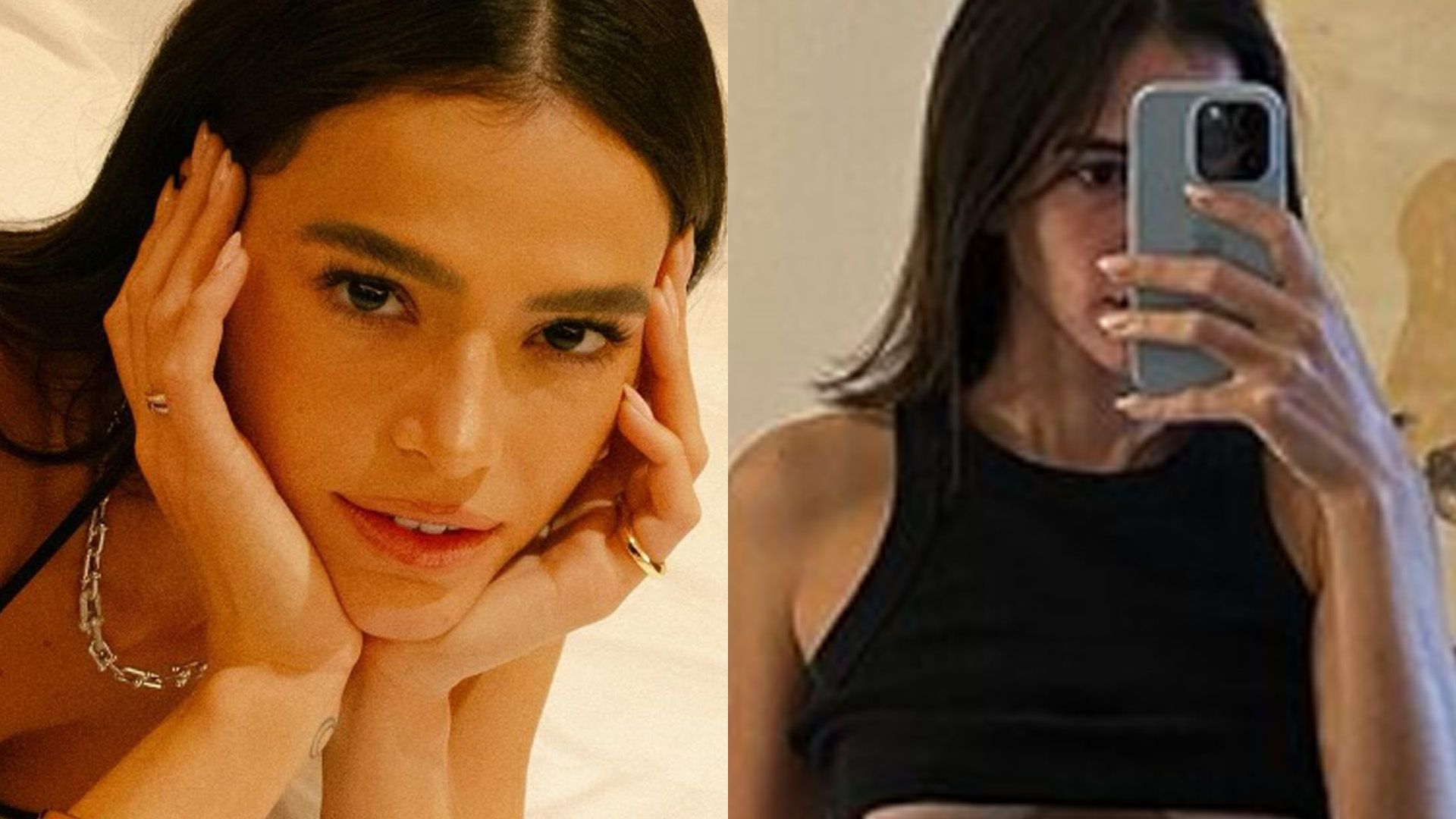 Bruna Marquezine ergue top e deixa parte dos seios à mostra