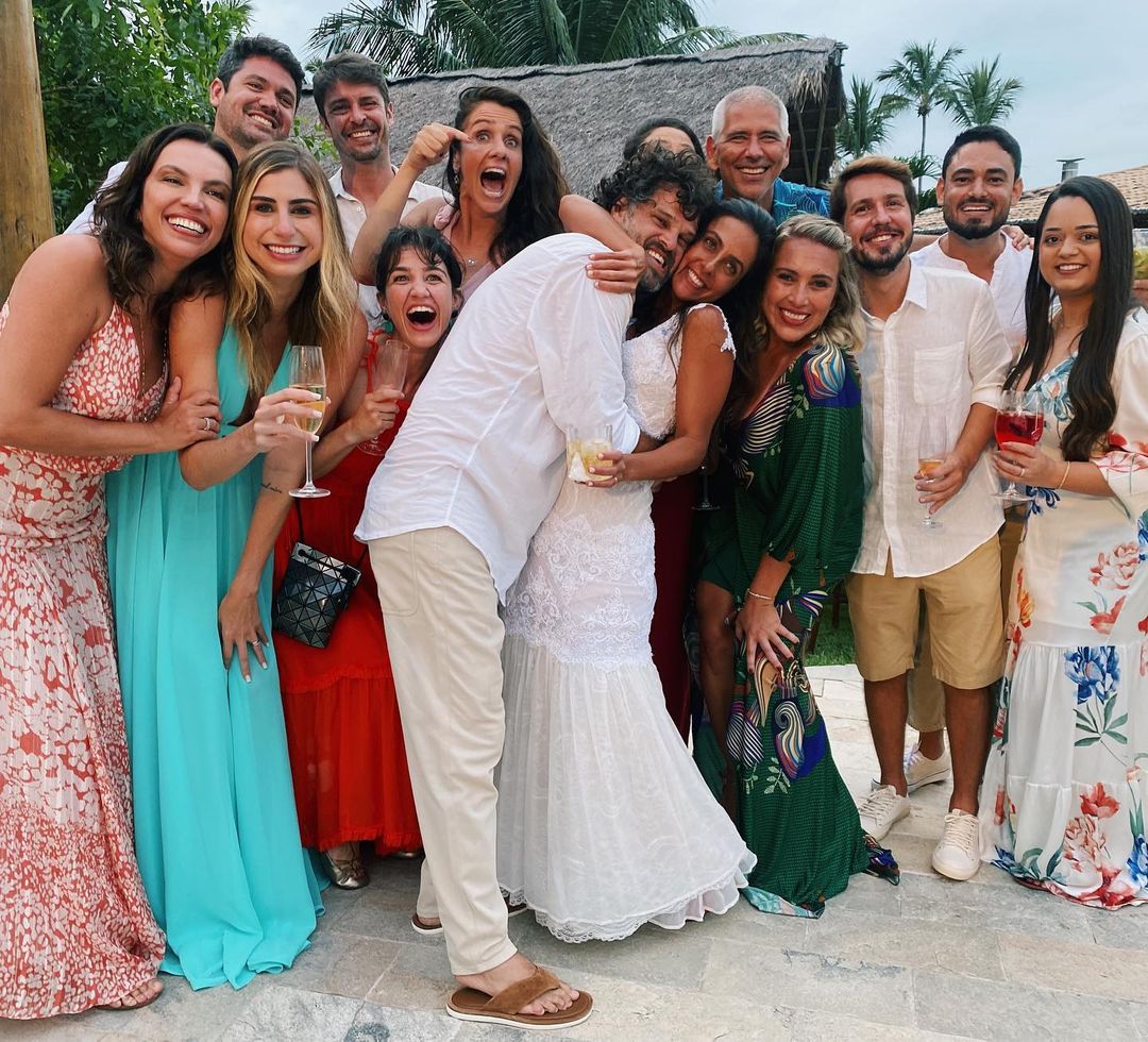 Renata Heilborn e Marcelo Courrege no casamento de Carol Barcellos e Andre Vianna