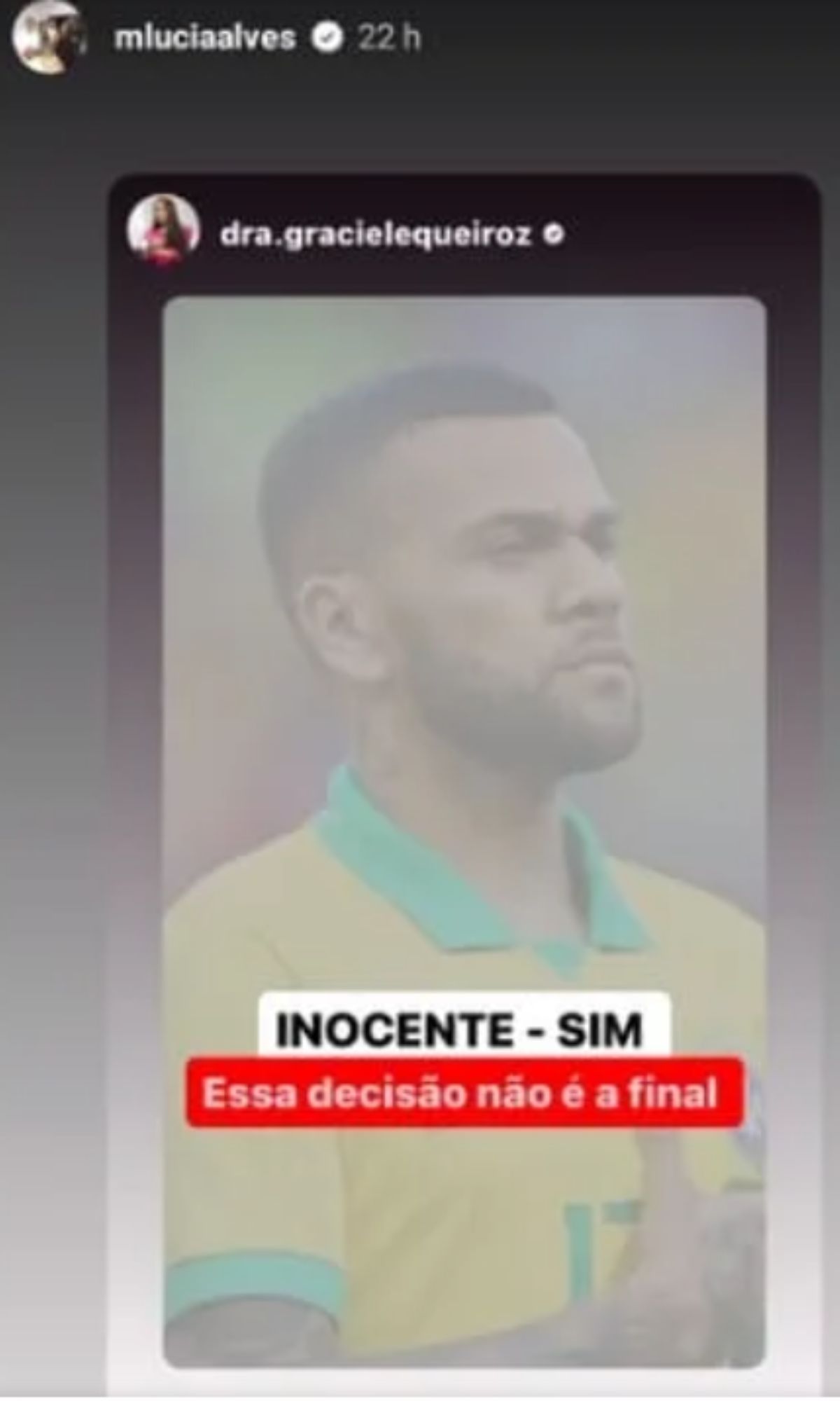 Story da mãe de Daniel Alves